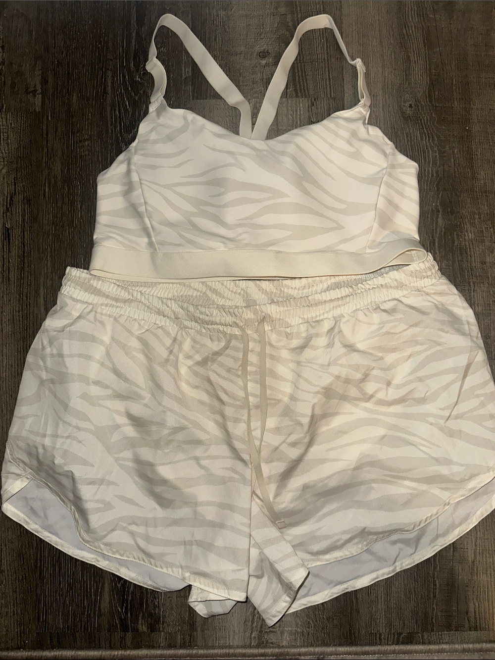 Old Navy Cream Zebra-Print Bralette & Shorts Pajama Set